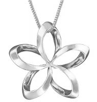 Hawaii Silber Plumeria Halskette 24mm